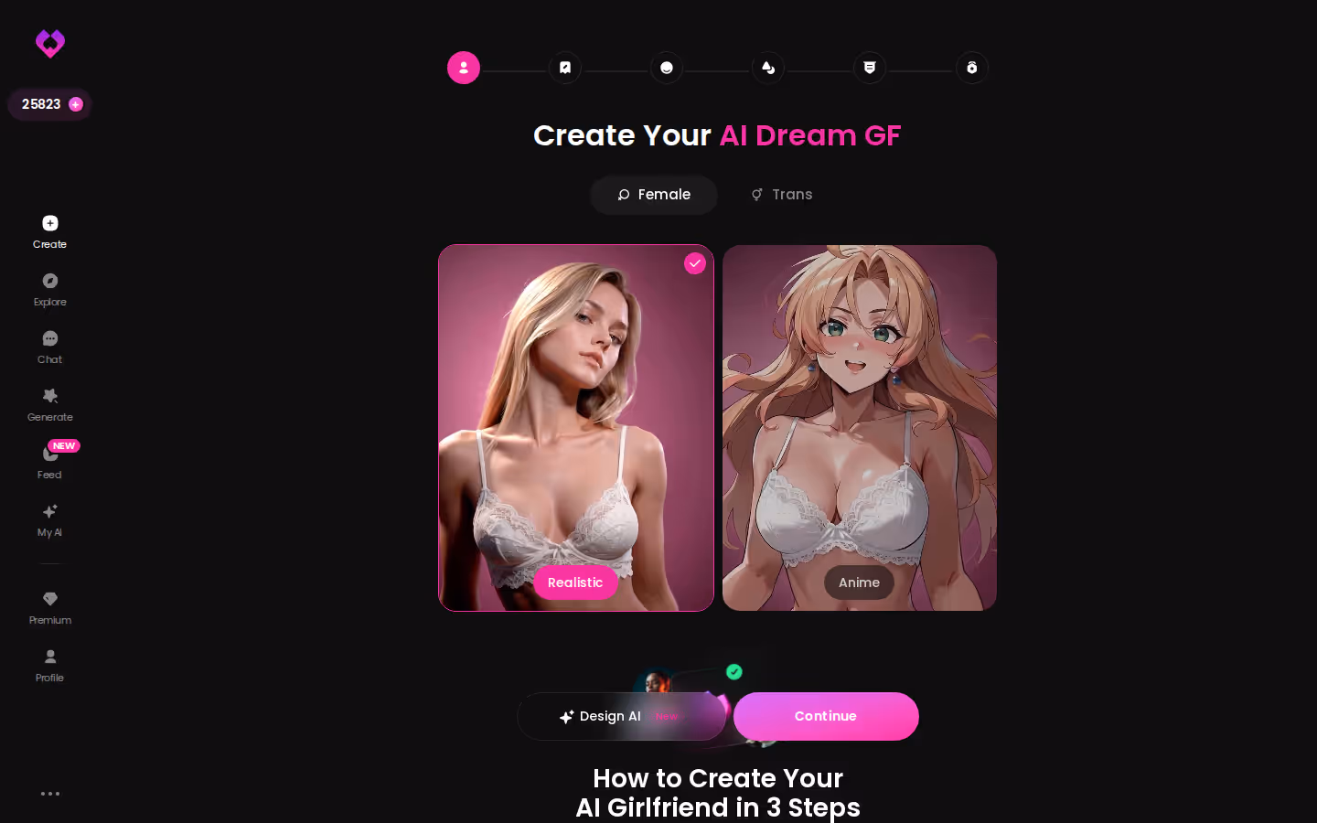 GoLove Create wizard start screen on desktop